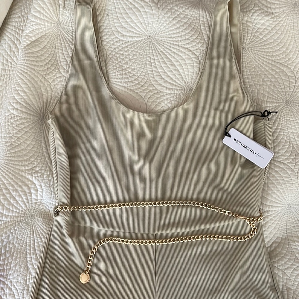We Wore What bodysuit in the color khaki